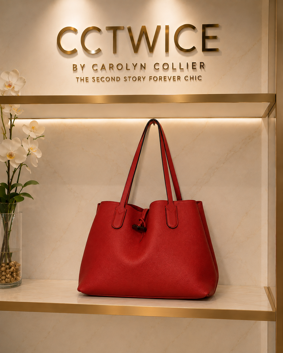 Roseau Red leather - handbag -