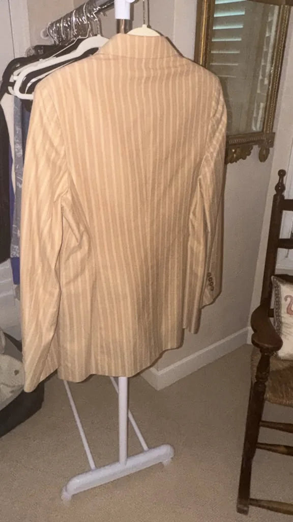 Sand pinstripe heritage blazer back view | CCTwice luxury resale