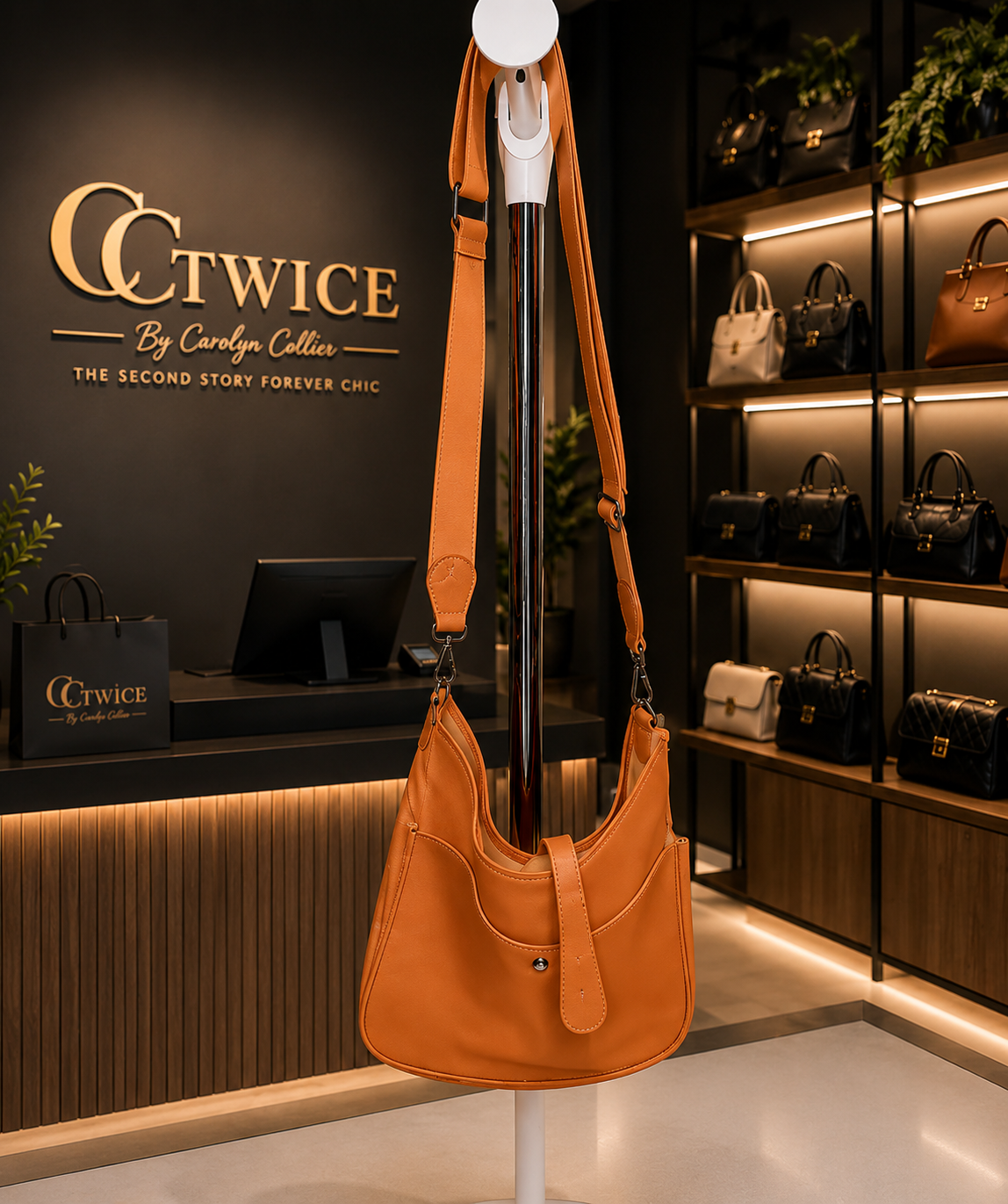 Tangerine Sculptural Shoulder Bag