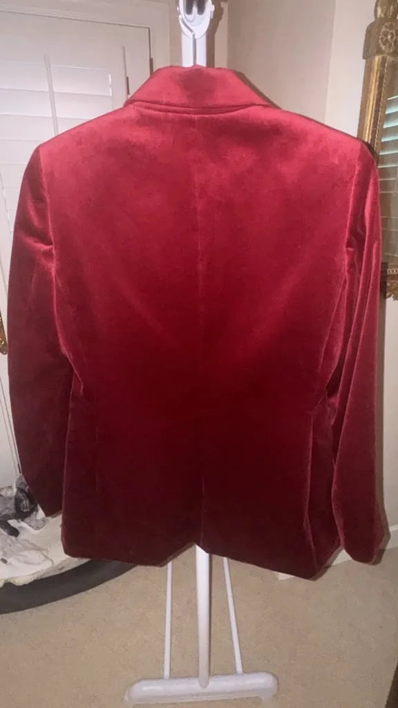 Bordeaux velvet evening blazer back view | CCTwice luxury resale
