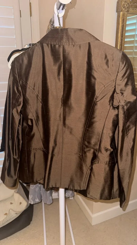 Bronze satin evening blazer back view | CCTwice luxury resale
