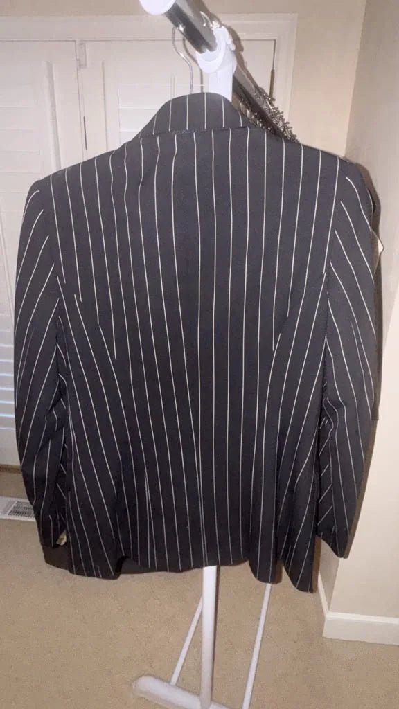 Noir pinstripe power blazer back view | CCTwice luxury resale
