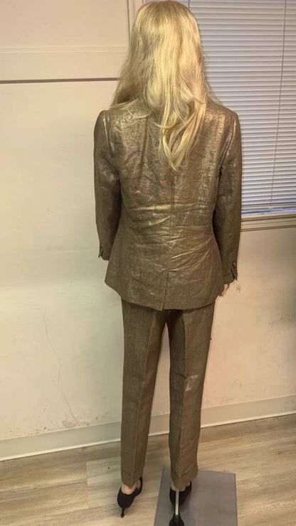 Gold metallic two-piece suit - back